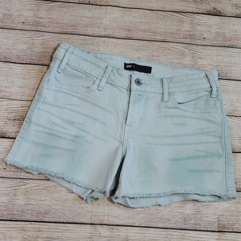 Levi Light Blue Denim Raw Hem Shorts